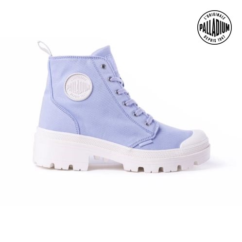 Palladium Pallabase Twill Women's Boots Lavender | UK Q250-XDQ